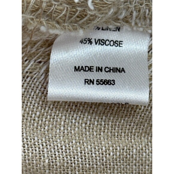 For Cynthia Boho Linen Pants XL P Wide Leg High Waist Beige Cream Petite Coastal - Picture 5 of 7